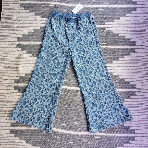 Anniewear Denim - Womens Anthropologie Daisy Wide Leg Flare Denim Bellbottom Jeans Festival Pants